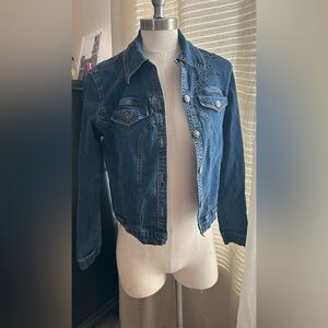 C.I.C. Blue Floral Embroidered Button Front Women's Jacket Size M